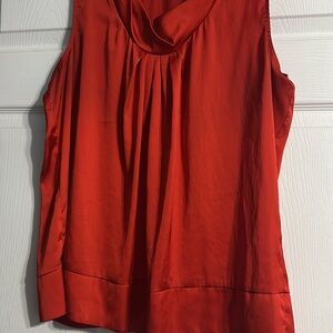 New York & Company Red Sleeveless Pleated Blouse